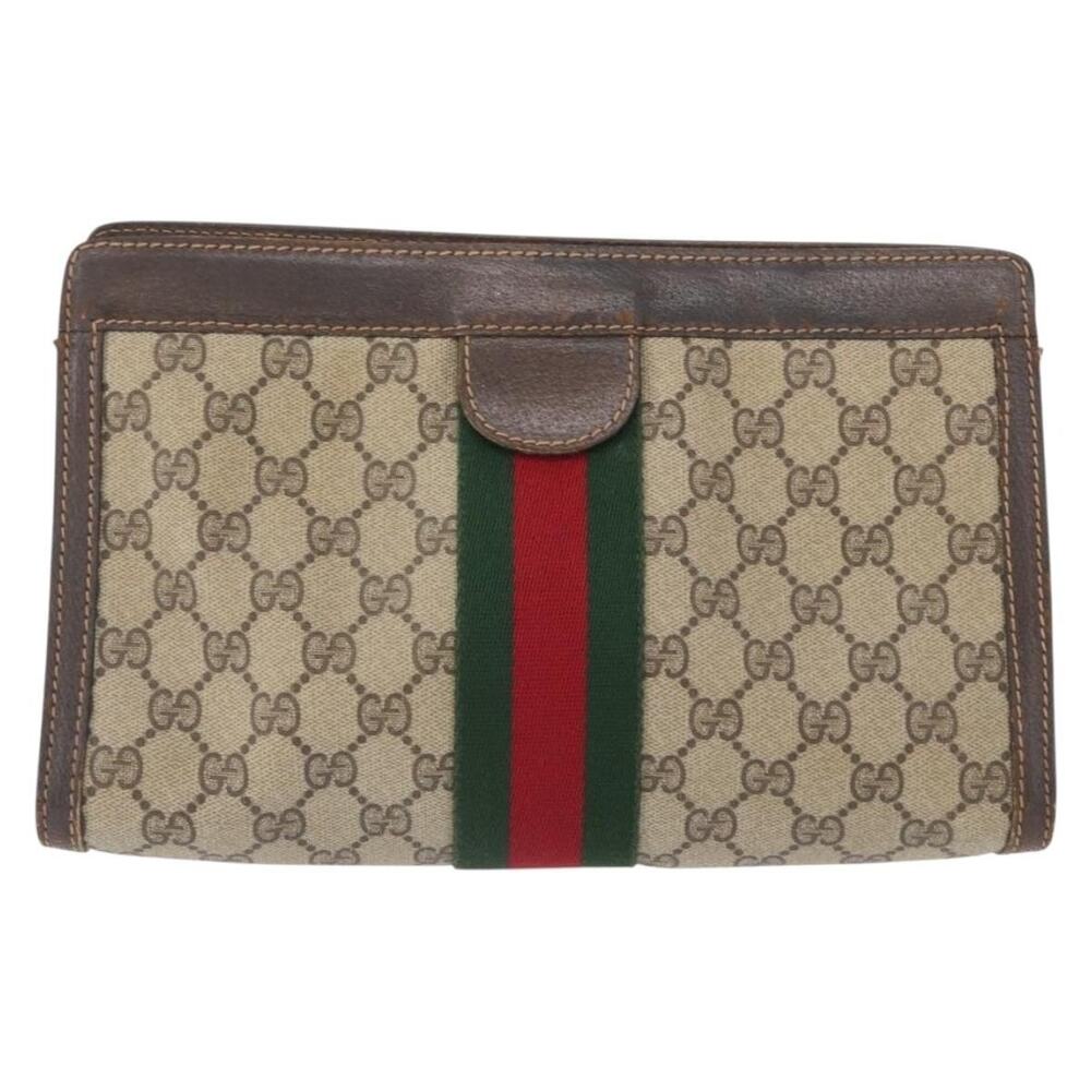 Gucci GG Supreme Web Clutch Bag Beige